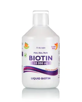 Biotină Lichidă cu 10.000 mcg – Păr, Piele, Unghii, Energie – Sticlă cu 500 ml