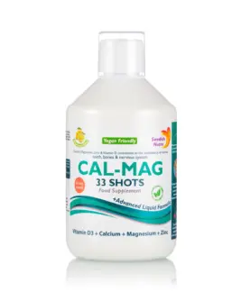 CAL-MAG Lichid – Calciu + Magneziu + Zinc + Vitamina D3 + Vitamina C – Produs Vegan – Sticlă cu 500 ml