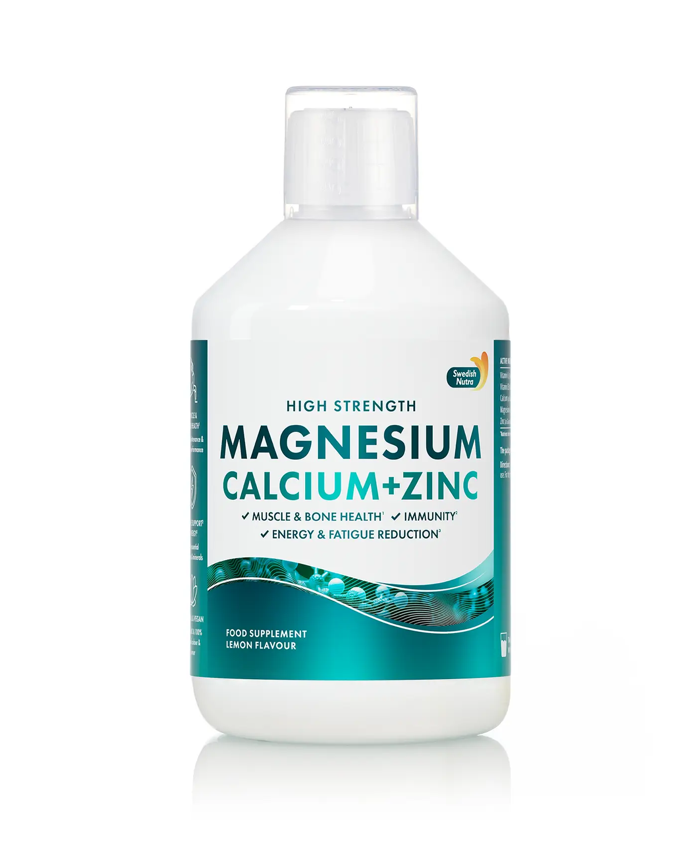 CAL MAG Lichid – Calciu Magneziu Zinc Vitamina D3 Vitamina C – Produs Vegan – Sticla cu 500 ml