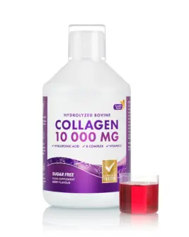 Colagen Lichid Hidrolizat 10000mg Acid Hialuronic 50mg Biotina 5000mcg Cupru Siliciu Vitamina C B5 B6 B12 - sticla cu 500 ml