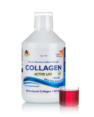 Colagen Lichid Hidrolizat Tip 1, 2 și 3 cu 5000 mg Active Life + Complexul BCAA + Vitamina C, B5, B6 + Acid Hialuronic – Sticlă cu 500 ml