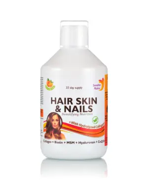 Hair Skin & Nails – Colagen Lichid Hidrolizat 1000 mg + Biotină cu 27 Ingrediente și Vitamine – Formulă pentru Păr, Piele, Ten și Unghii – Sticlă cu 500 ml - Image 2