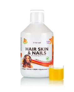 Hair Skin & Nails – Colagen Lichid Hidrolizat 1000 mg + Biotină cu 27 Ingrediente și Vitamine – Formulă pentru Păr, Piele, Ten și Unghii – Sticlă cu 500 ml
