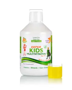 Super Kids Multivitamine Lichide pentru Copii cu 28 Ingrediente: Vitamine + Minerale + Mix de Verdeturi si Extracte – Sticlă cu 500 ml
