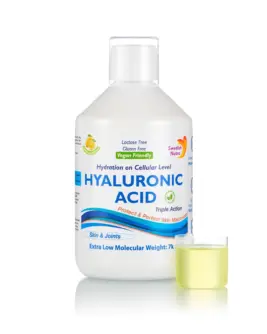 Acid Hialuronic Lichid cu 100 Mg per Doza Zilnică + Vitamina C + Siliciu – produs Vegan – Sticlă cu 500 ml