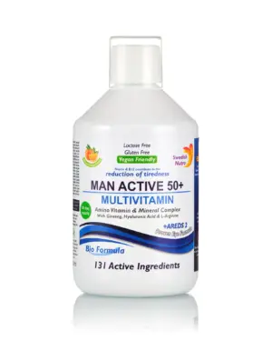 Multivitamine Lichide MAN ACTIVE 50+ pentru Bărbați peste 50 Ani cu 131 Ingrediente: Vitamine + Minerale + Aminoacizi + Bio Active Life Blend – Sticlă cu 500 ml - Image 2