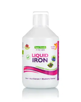 Fier Lichid – Complex cu 15 Ingrediente Active – Fier + Vitamina C + Complex B + Acai + Afine + Mix de Fructe și Verdețuri – Produs Vegan – 500 ml