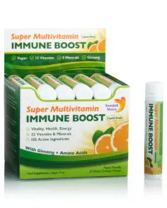 IMMUNE BOOST – Complex cu 103 ingrediente active pentru Imunitate Puternica, Energie, Sistem Nervos si Performante Intelectuale – Produs Vegan – 30 de fiole