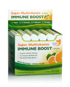IMMUNE BOOST – Complex cu 103 ingrediente active pentru Imunitate Puternica, Energie, Sistem Nervos si Performante Intelectuale – Produs Vegan – 30 de fiole