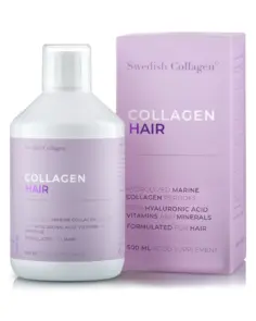 Colagen Hair - Formula Speciala pentru Par - Lichid, Hidrolizat Tip 1 si 3 cu 2500 mg (din Peste) + Acid Hialuronic 100 mg + Retinol 800 mcg + Biotina 5000 mcg + Ashwagandha 100 mg + Coenzima Q10 + MSM + Siliciu + Zinc + Vitamine - 500 ml