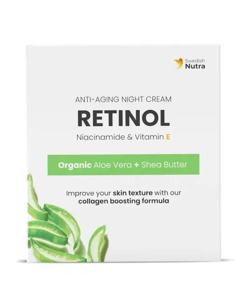 Swedish Collagen Retinol Nachtcreme – Gegen Falten & Für Feuchtigkeit, Mit Niacinamid & Aloe Vera, 50 Ml