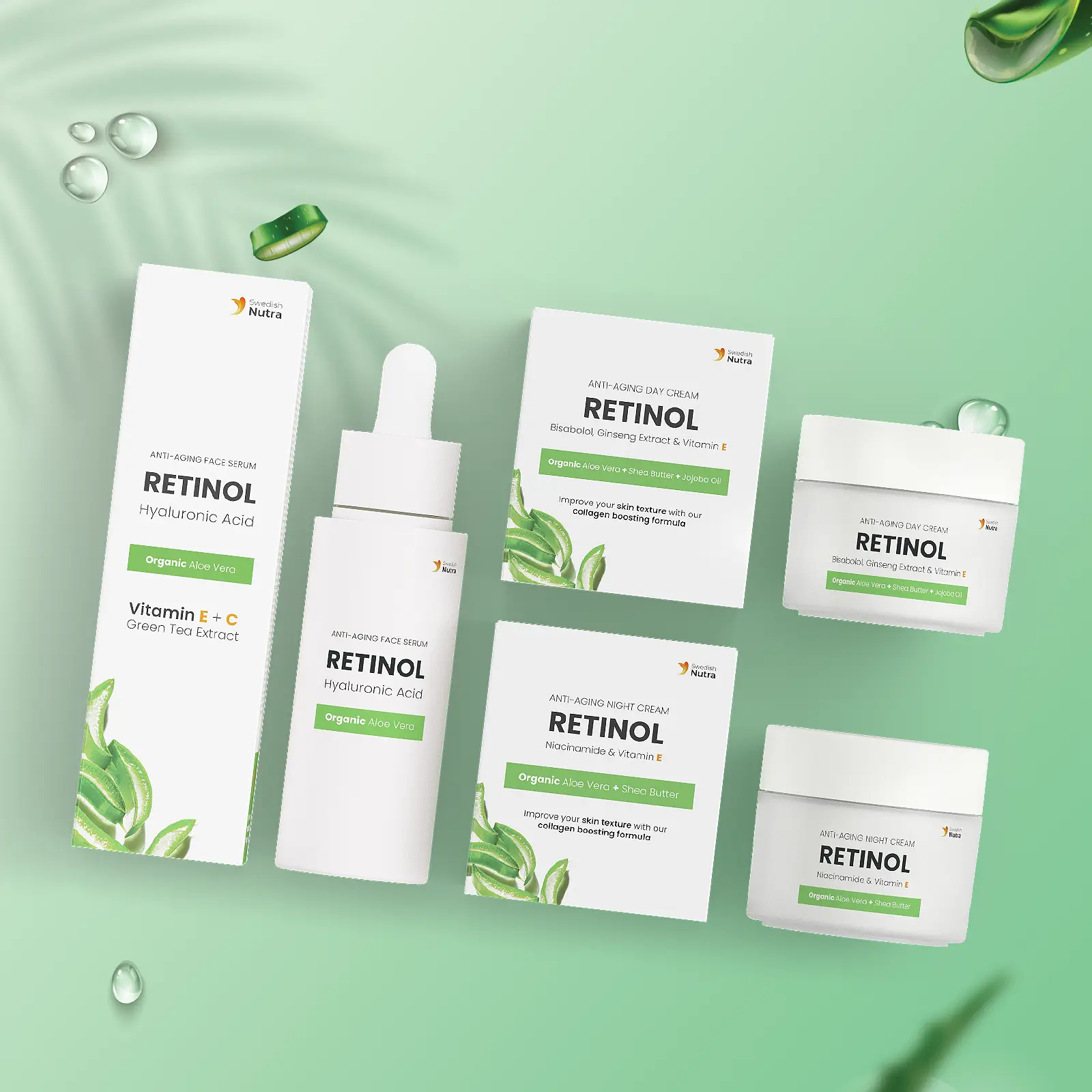 Pachet RETINOL BOOST 3 in 1 + Ser Facial + Crema de Zi + Crema de Noapte - Swedish SkinCare Pachet RETINOL BOOST 3 in 1 + Ser Facial + Crema de Zi + Crema de Noapte - Swedish SkinCare