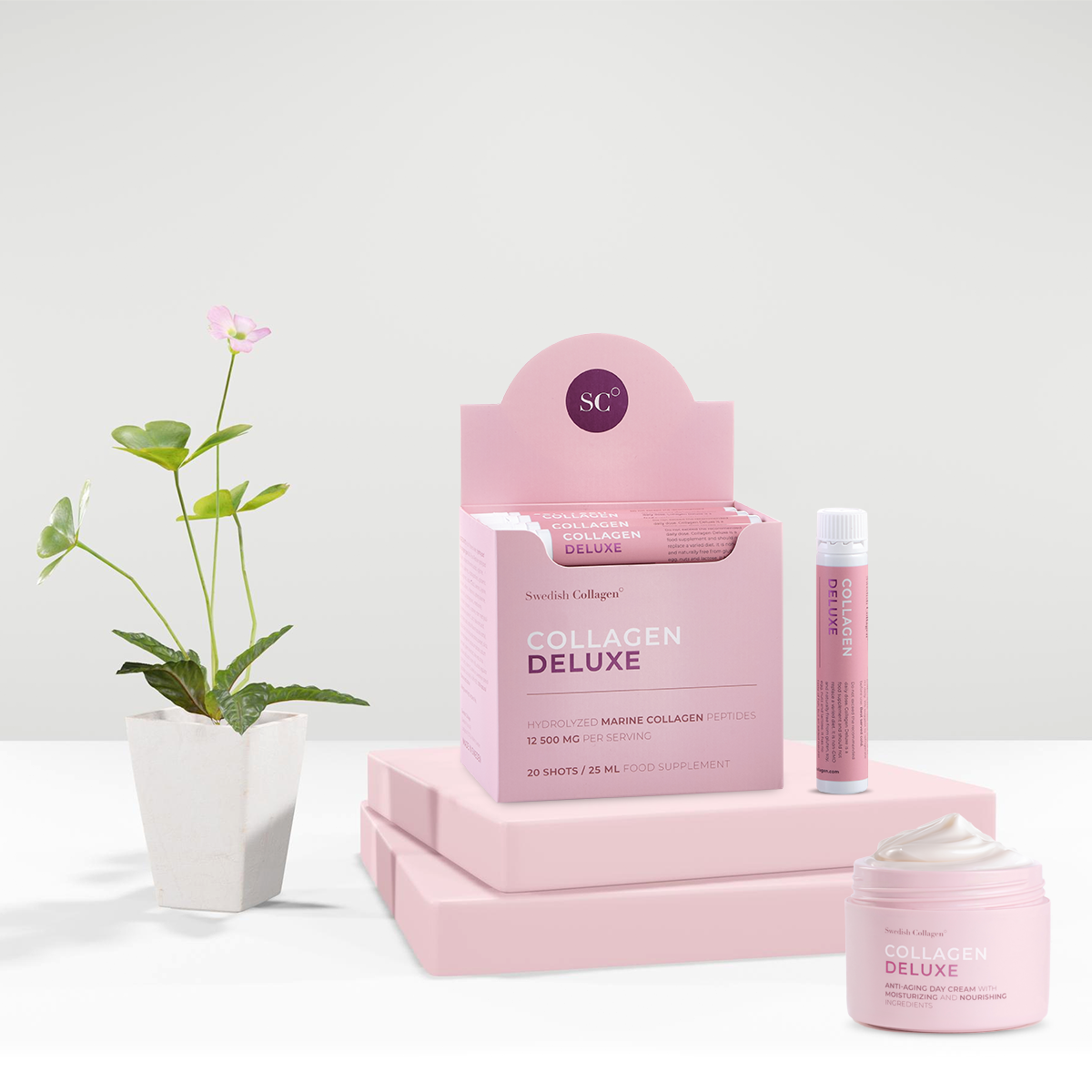 Pachet-Radiance-Duo Pachet Radiance Duo cu Colagen Dexlue 20 Fiole si Crema de Zi cu Retinol din gama Deluxe