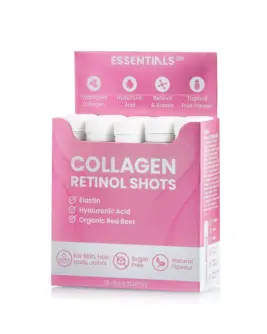 Colagen Retinol – Colagen Hidrolizat Lichid 2500 mg + Retinol 960 mcg + Elastina 10 mg + Vitaminele B3 si B9 + Super Blend Antioxidant Mix 10.000 mcg din 10 Verdeturi Cutie