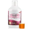 Colagen Menoplus – Colagen Marin Hidrolizat Lichid cu 10.000 mg + Retinol 80 mcg + Acid Hialuronic 75 mg + Elastina 25 mg + Biotina 50 mcg + Coenzima Q10 5 mg + Vitamina D3 15 mcg + Magneziu 57 mg + Calciu 120 mg + Zinc + Seleniu + Vitamine pentru Echilibru Hormonal, Frumusete si Confort la Femeile aflate la Menopauza – Sticla cu 500 ml