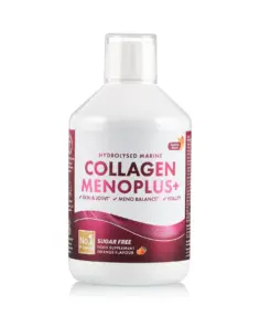 Colagen Menoplus – Colagen Marin Hidrolizat Lichid cu 10.000 mg + Vitamine pentru Echilibru Hormonal, Frumusete si Confort la Femeile aflate la Menopauza - Sticla 500 ml