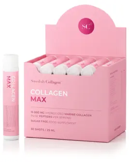 Colagen Max - 30 Fiole - Colagen Marin Hidrolizat Lichid 15.000 mg Tip 1 și 3 + Acid Hialuronic 150 mg + Elastină 50 mg + MSM 125 mg + Biotină 5000 mcg + Zinc + Seleniu + Vitamine