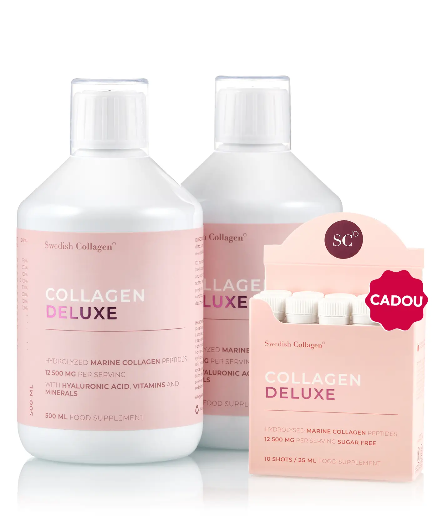 Pachet Deluxe - 2 sticle × Collagen Deluxe 500ml + Cadou Travel Pack 10 Shots