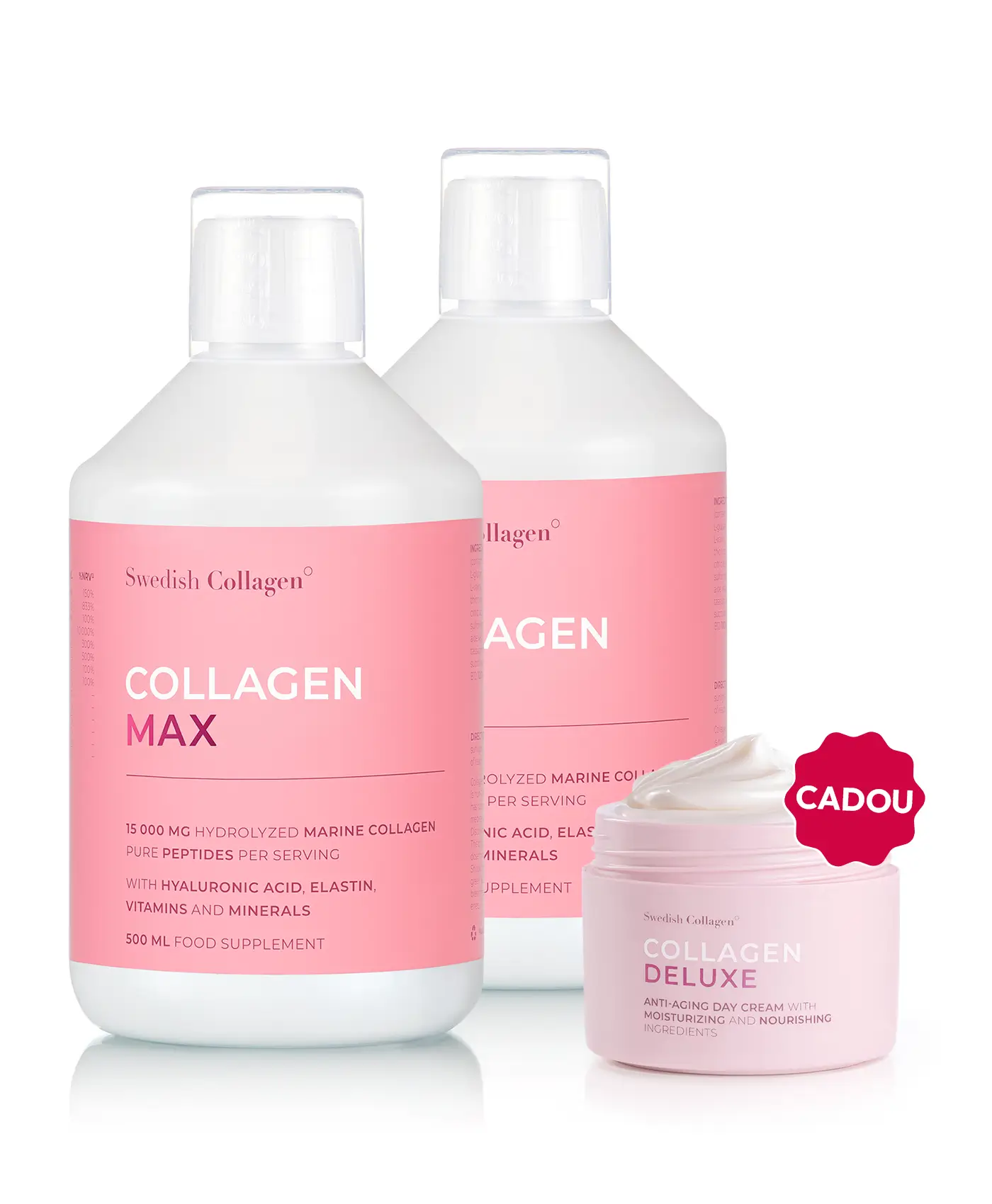 Pachet Collagen Max - 2 sticle × Collagen Max 15.000 mg + Cadou Crema de Zi cu Retinol Deluxe