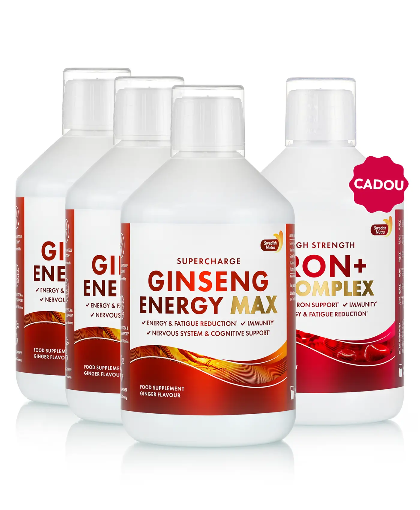 Pachet Energie & Vitalitate - 3 sticle × Ginseng Energy 2000 mg + Cadou Fier Lichid