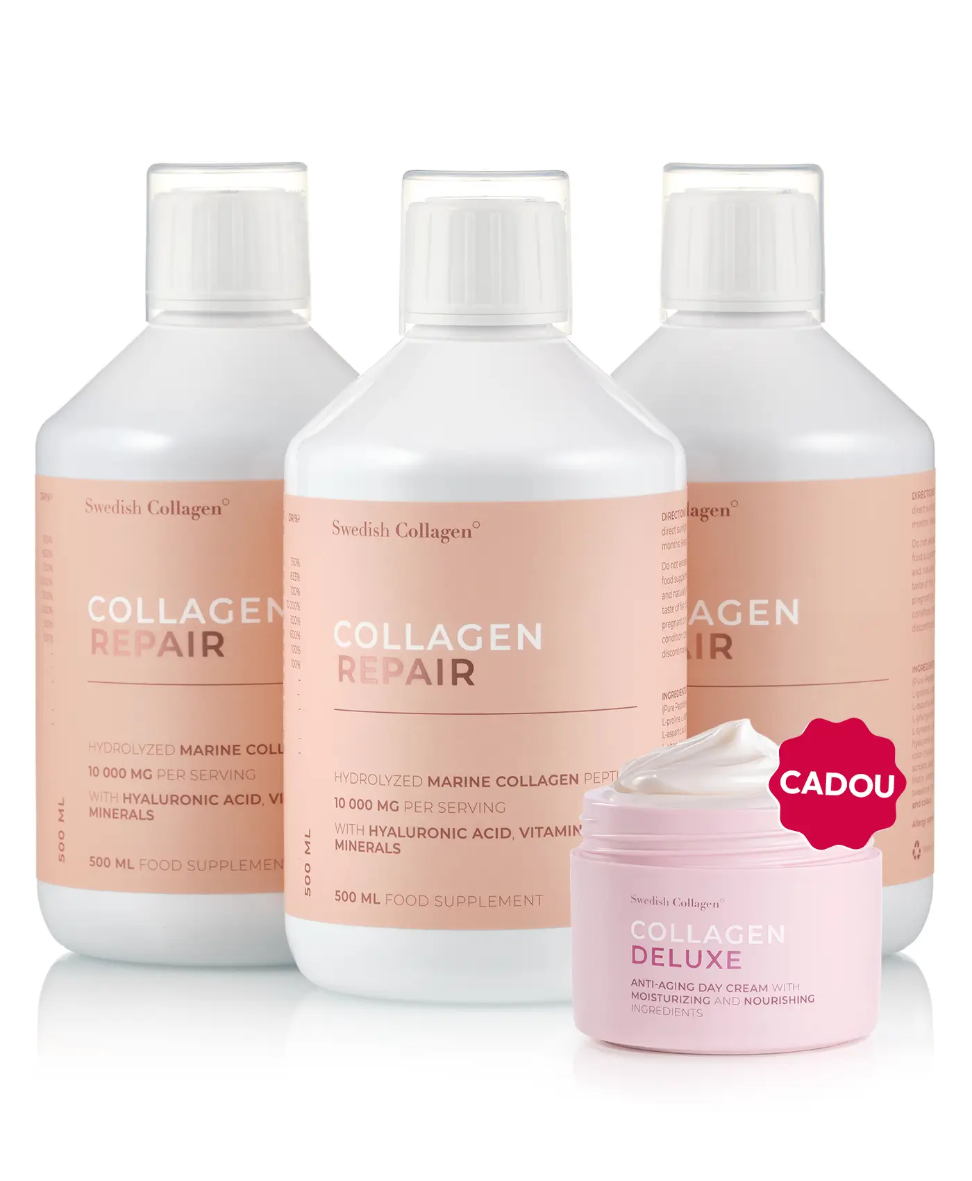 Pachet Frumusețe Interior & Exterior - 3 sticle × Collagen Repair + Cadou Crema de Zi cu Retinol Deluxe